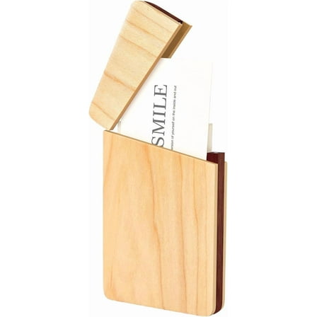 Wood Business Card Holders Wooden Business Card Case Name Card Holder Walnut Card Holder with Magnetic Closure Portable (Maple)