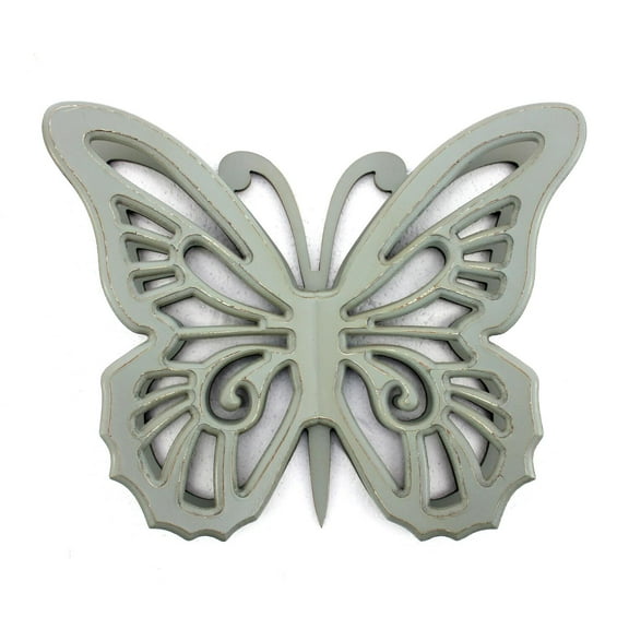 Rustic Butterfly Wooden Wall Decor with Light Blue Finish