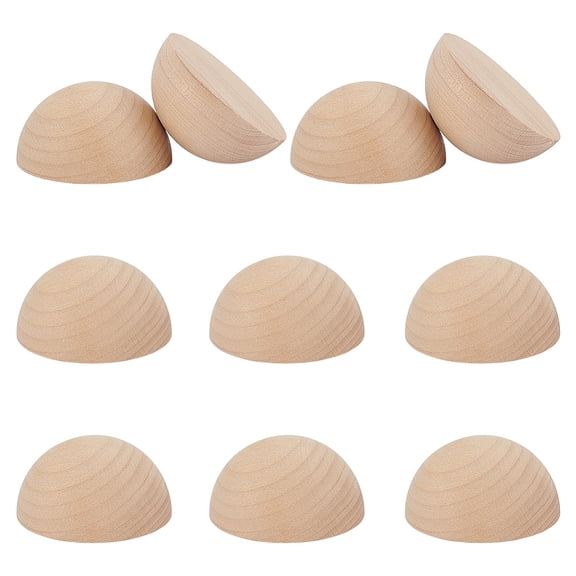 Wood Cabochons Half Round White 60x31mm