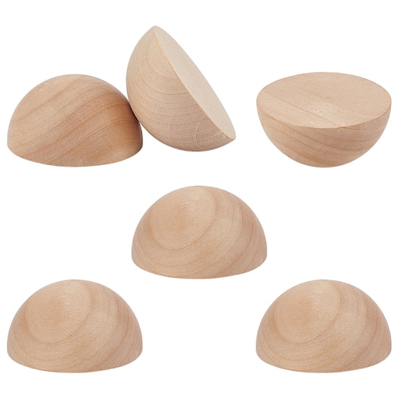 Wood Cabochons Half Round White 76x39mm for DIY