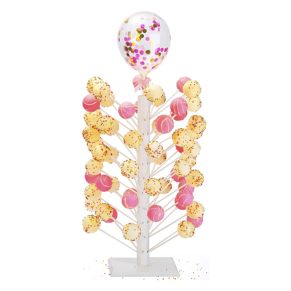 Wood Cake Lollipop Stand 60 Hole Wooden Lollipop Candy Display, Decorative Dessert Stand Sturdy and Easy to Assemble,1 x Wood Cake Lollipop Stand,White