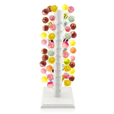 Wood Cake Pop Stand 60 Hole Wooden Lollipop Holder Candy Table Display for Wedding, Birthday, Parties, Birthday Anniversaries Party (White）