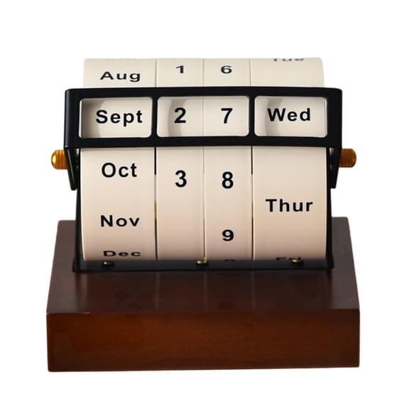 Jesscasday Wood Calendar Rotary Calendar Rotating Calendar for Farmhouse Office