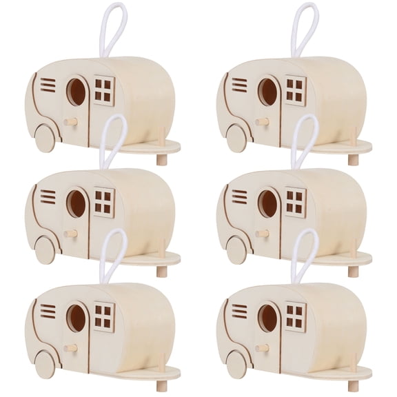 Wood Camper Birdhouse by Make Market  Unfinished Hanging Camper Design for DIY Crafts & Indoor Decor - 8" - 6 Pack