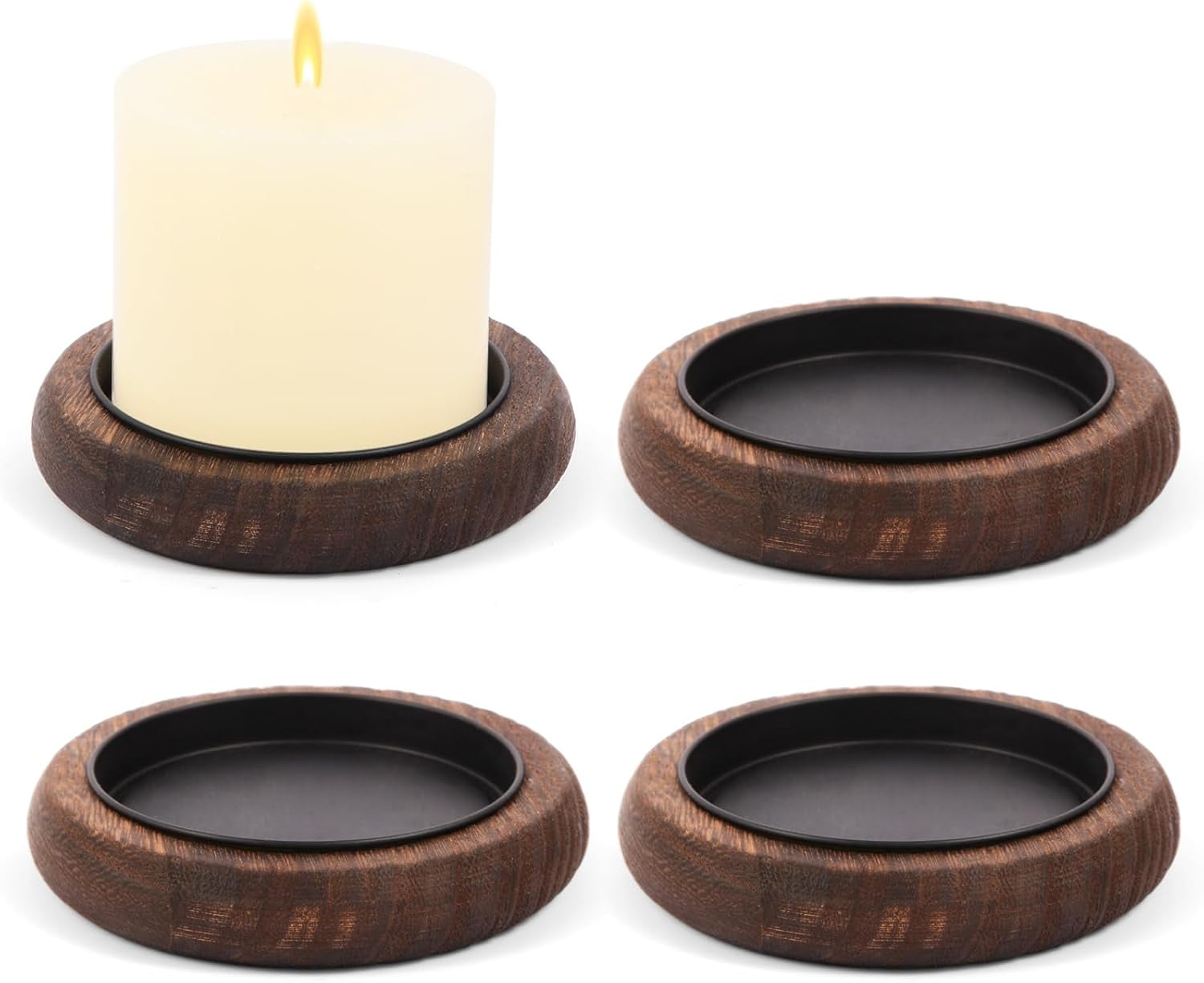 Wood Candle Holder Farmhouse Decor Wooden Pillar Candles Tray for Table ...