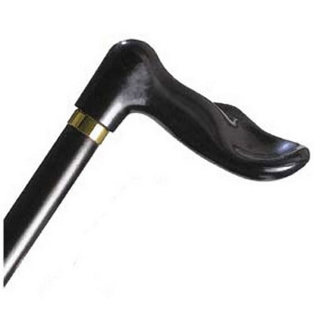 Wood Cane With Black Palm Grip Handle - Right Hand - Black Stain