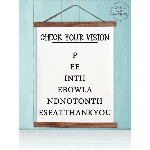 Wood, Canvas Print Wall Hanging Eye Chart Bathroom Art Funny Décor Sign 23x30-Inch