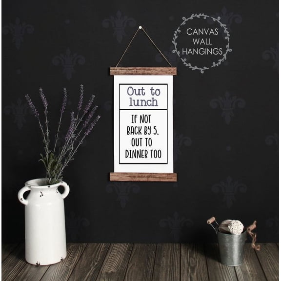 Wood, Canvas Print Wall Hanging Sign Out to Lunch or Dinner Quote Office Décor Humor 9x15-Inch