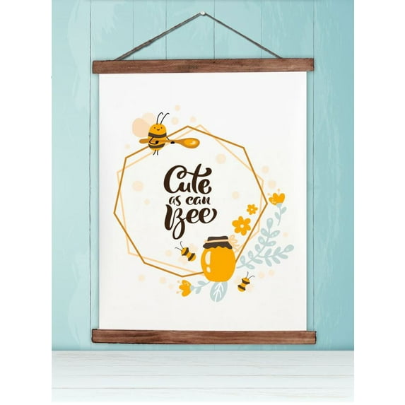 Wood, Canvas Sign, Cute As Can Bee Honey Kids Nursery Art, Lightweight Ready to Hang Wall Hanging, 23x30-Inch