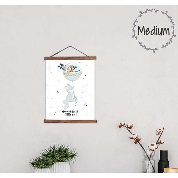 Wood, Canvas Sign, Dream Big Little One Fox Nursery Bohemian Art, Lightweight Ready to Hang Wall Hanging, 15x19-Inch