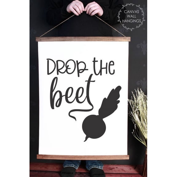 Wood, Canvas Sign Drop The Beet Wall Hanging Kitchen Décor Art Print 23x30-Inch