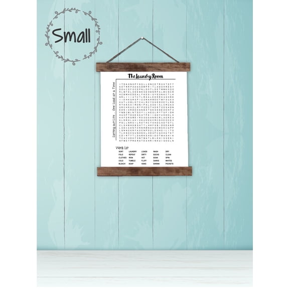Wood, Canvas Sign, Laundry Room Decor Word Search Puzzle Art Print, Lightweight Ready to Hang Wall Hanging, 12x14.5-Inch