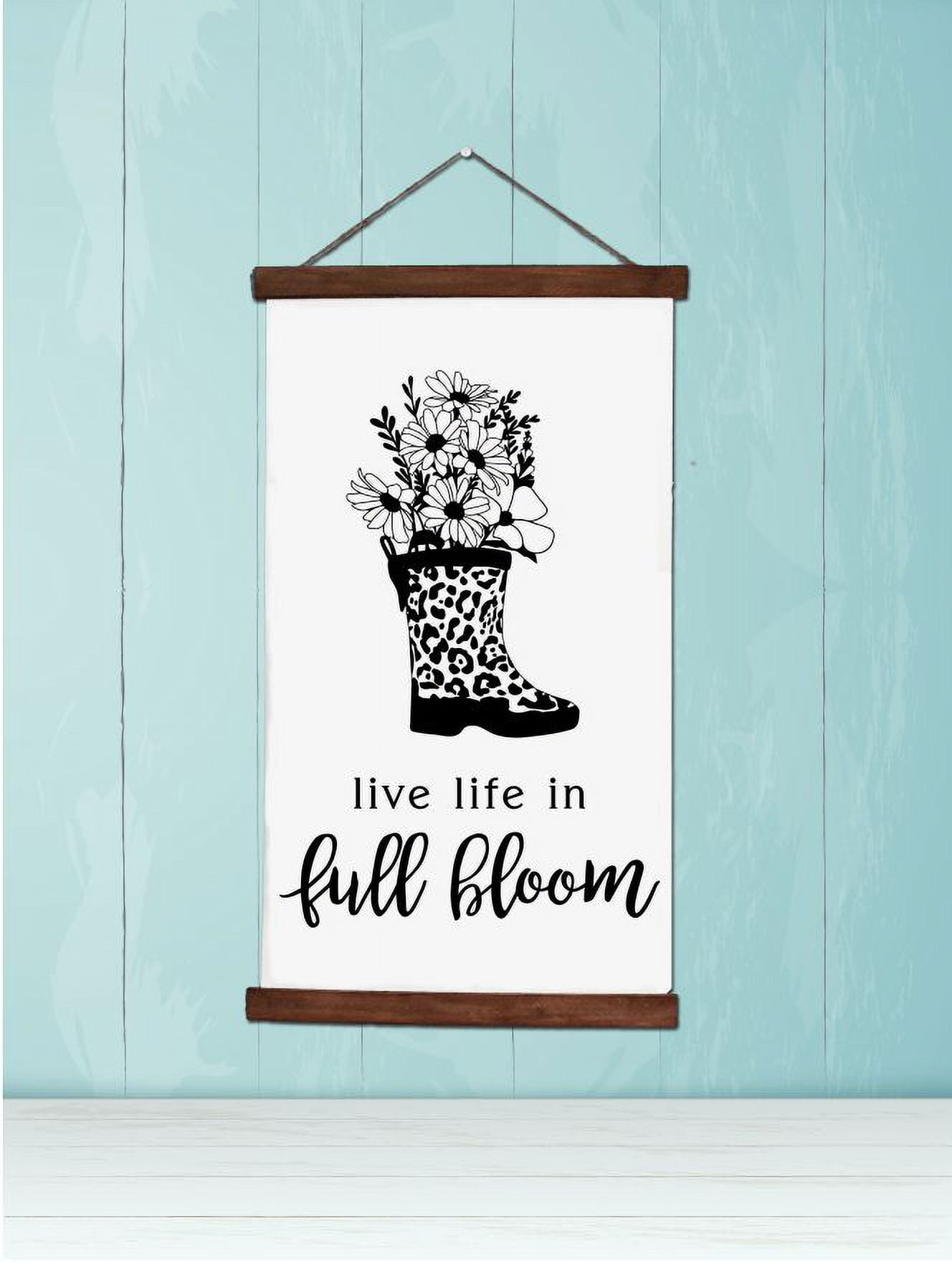 Wood, Canvas Sign, Live Life In Full Bloom Wall Decor Quote Sign ...