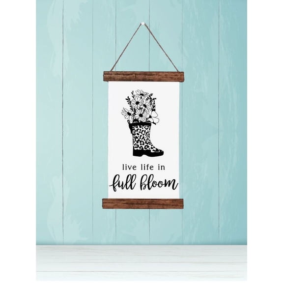 Wood, Canvas Sign, Live Life In Full Bloom Wall Decor Quote Sign, Lightweight Ready to Hang Wall Hanging, 9x15-Inch
