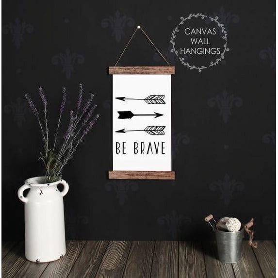 Wood Canvas Sign Wall Hanging, Be Brave Woodland Nursery Wall Art 9x15-Inch