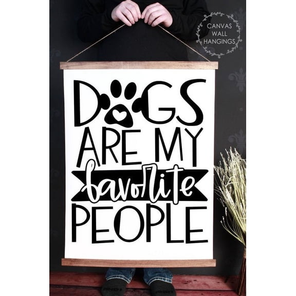 Wood Canvas Sign Wall Hanging, Dogs Favorite People Wall Art Home Décor 23x30-Inch