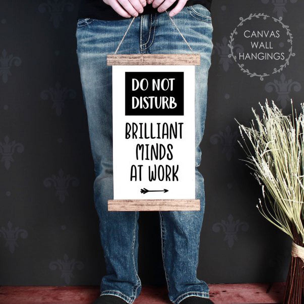 Wood, Canvas Sign Wall Hanging Office Décor Art Brilliant Minds at Work ...