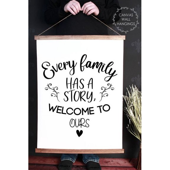 Wood & Canvas Wall Decor Hanging Every Family Has a Story Wall Décor Art Sign 23x30-Inch