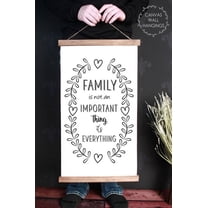 Wood & Canvas Wall Hanging Family Is Everything Farmhouse Décor Wall Art Quote 15x26-Inch