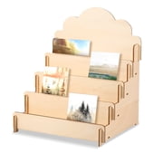 Wood Card Display Stand 4 Layer Greeting Card Display Stand Wood Card Display Rack Removable Card Organizer Rack Multifunctional Sticker Display Stand for Postcard Brochure Photos