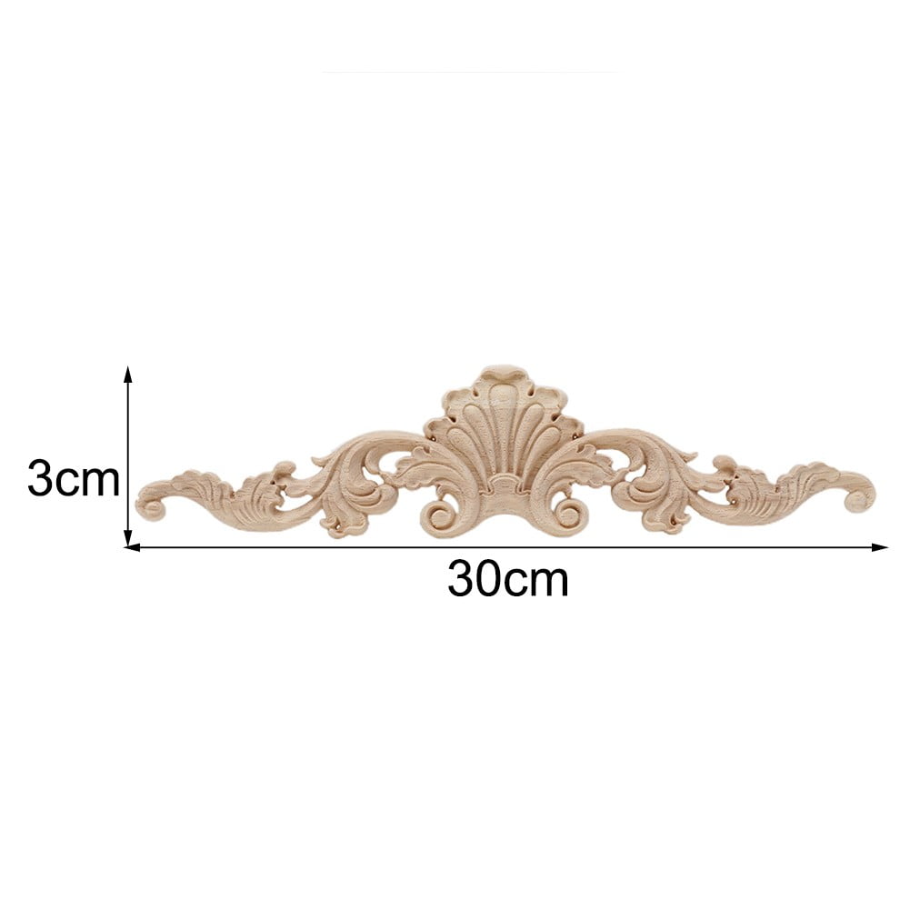 Wood Carved Appliques Onlays Unpainted Furniture Long Wooden Flower