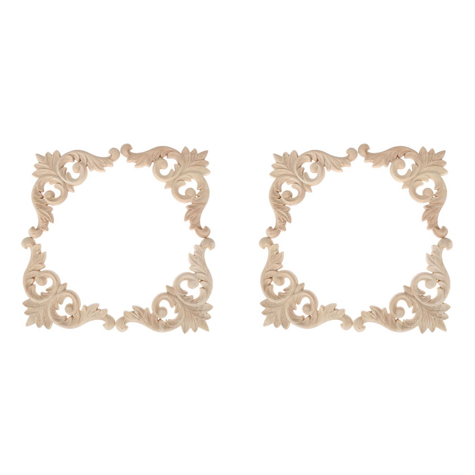 Legno intagliato Corner Onlay applique stile europeo porta mobili armadio Decor Wall Art non verniciata telaio applique 35*6cm Brown