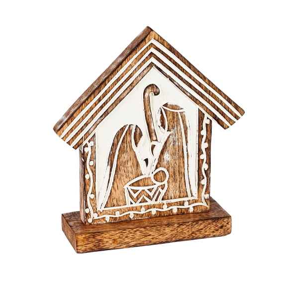 Wood Carved Nativity Table Décor