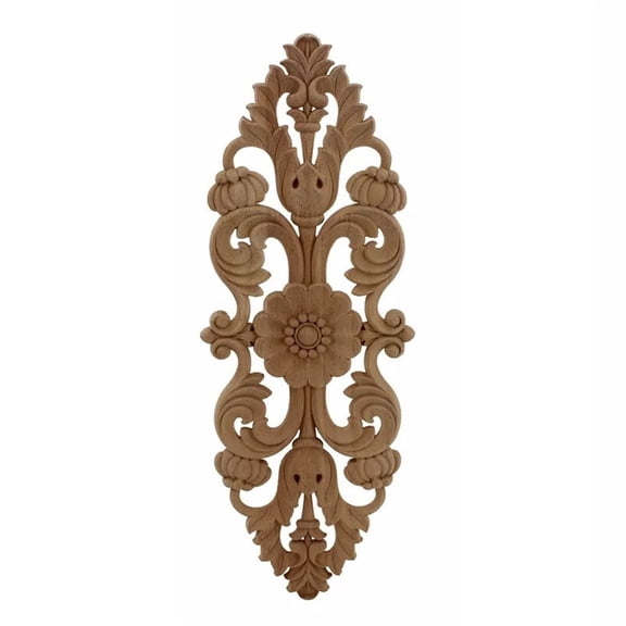 Wood Carved Onlay Applique, DIY Furniture Appliques Onlays Unpainted Center Carving Decal for Bed Door Cabinet Mirror Wardrobe Furniture