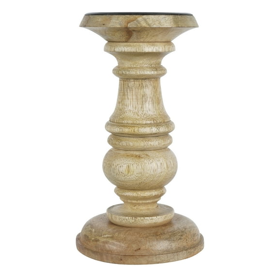 Wood Carved Pillar Candle Holder by Ashland
