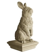 Island Post Cap Natural Ash Wood Rabbit Statue Newel Post Cap, Hand-Carved Decorative Finial, Rustic Home D cor Accent
