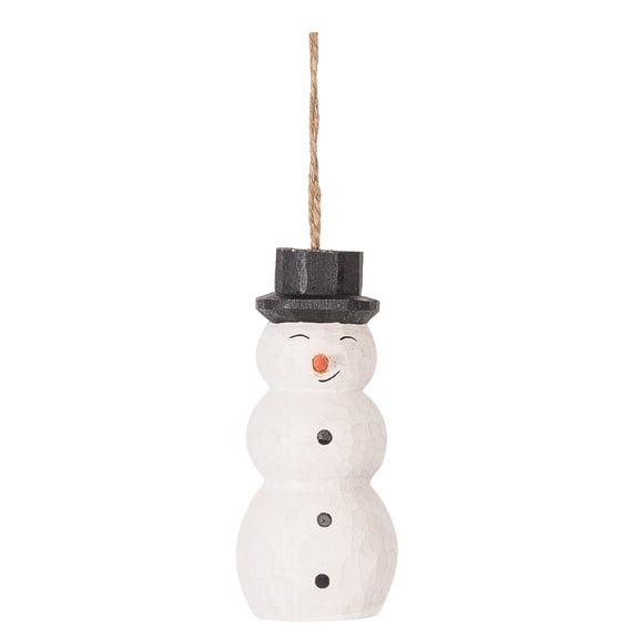 Wood Carved Snowman Ornament