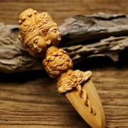 Wood Carved Vajra Pestle Tibetan Style Spiritual Artifact Traditional Handicraft Decor for Meditation and Altar