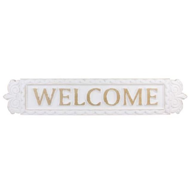 Wood Carved Washed Welcome Sign, White - Walmart.com