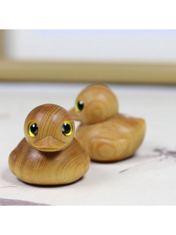 Wood Carving Art Cute Cartoons Yellow Ducks Handle Office Desk Wenwan Tea Pet Home Desktop Decoration, Usupdd 2025 Wood Carving Art Cute Cartoons