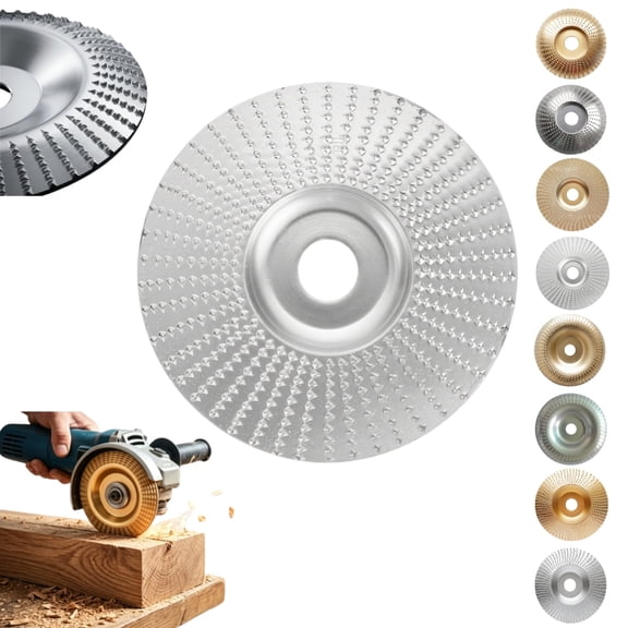 Wood Carving Disc for Angle Grinder, 3.94" Tungsten Carbide Wood Grinding & Sanding Disc, Wood Shaping Wheel for Root Carving, Tea Tray Polishing & Hardwood Grinding(Bevel Disc,Silver)
