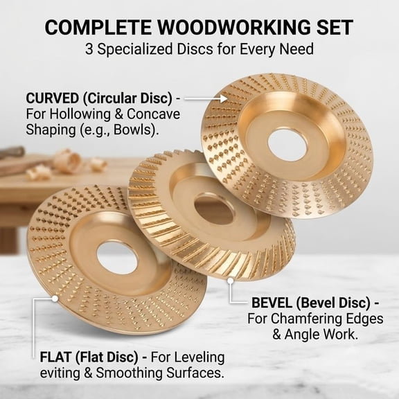 Wood Carving Disc, Angle Grinder Cutting Disc, Tungsten Carbide Wheel, High-Performance Angle Grinder Polishing Pad for Polishing Buffing (Gold)