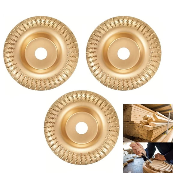 Wood Carving Disc Set, 3PCS Angle Grinder Shaping Wheel Kit, Tungsten Teeth Grinding and Polishing Disc for Woodworking Sculpting Deburring Furniture DIY Craft Projects