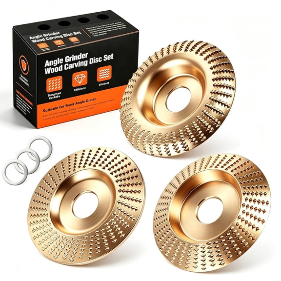 Wood Carving Disc Set for 4" and 4 1/2" Angle Grinder, 5/8" Arbor Wood Carving Disc for Angle Grinder, Wood Grinding Disc for Wood Cutting, Shaping and Sculpting Tool