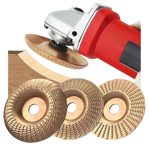 Wood Carving Disc Set for Angle Grinder 3pcs, Pro-Grade Stump Engraving and Grinding Kit, Mini Heavy Duty Woodworking Shaping Wheel Curved Bevel Design - Polishing & Adze Tools