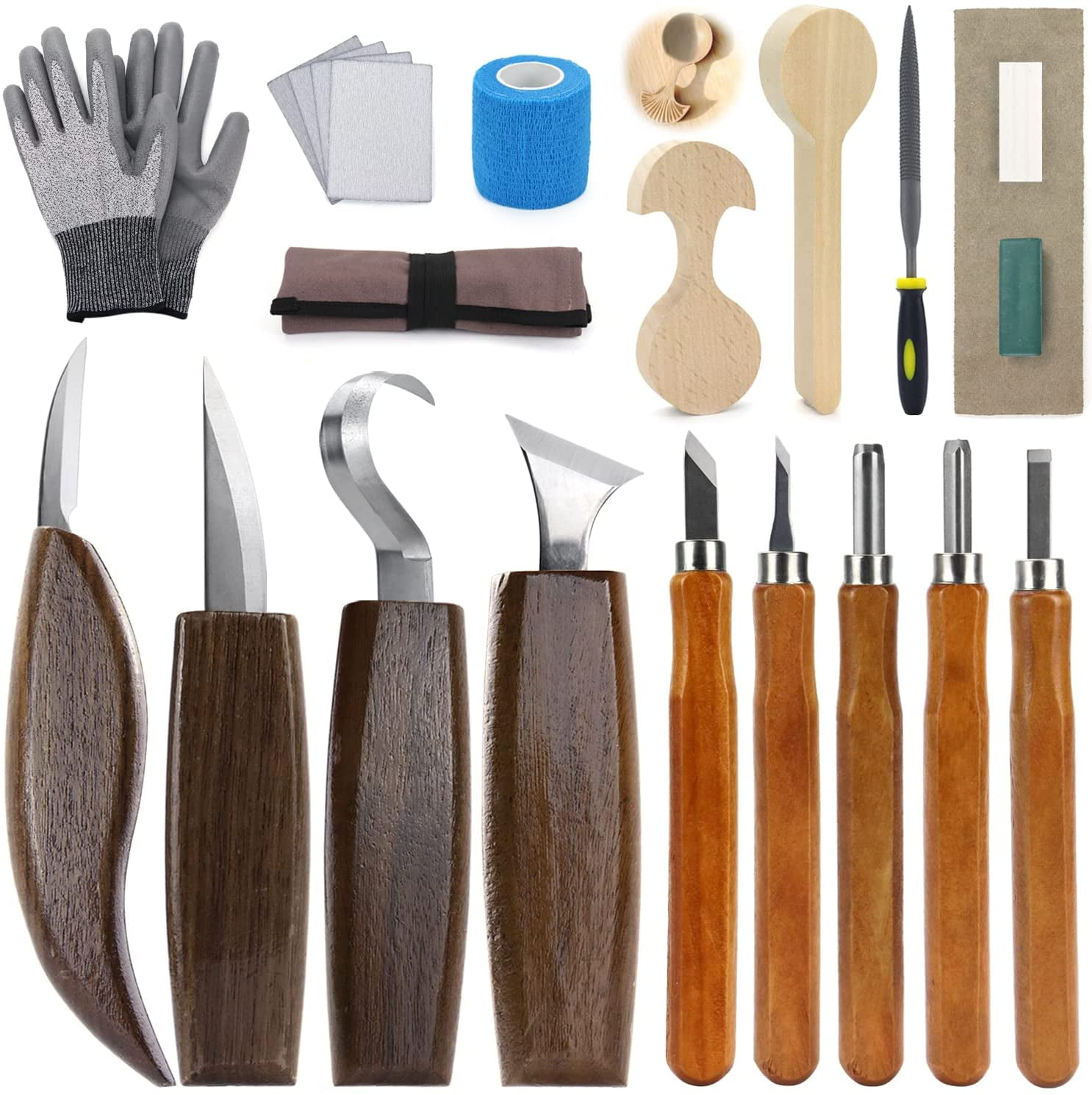 Wood Whittling Kit 6PCS Professional and High Performance Stainless Steel  Tools Set ​for Beginner Carving for Adults and Kids Beginners Wood Carving