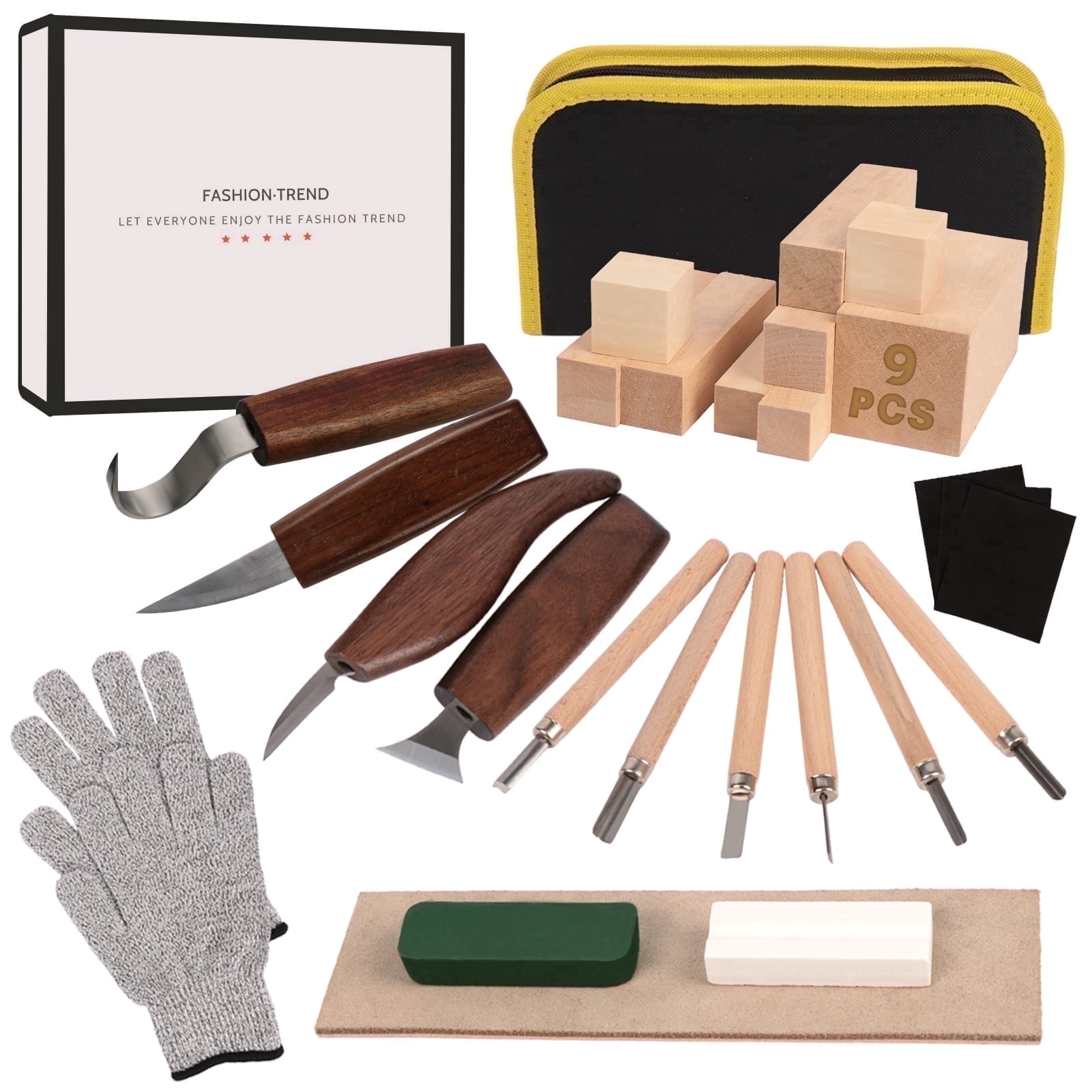 West Bay Wood Carve Kit, 27 Pcs Wood Carving Tools Set, Complete Woodwork Whittling Kit Chisels Set with Carving Knives, Father' Day Gifts for Men Dad Husband