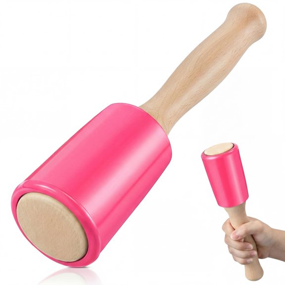 Wood Carving Mallet with Urethane Head for Woodworking, 15 oz Ergonomic Beech Handle for Chisels and Gouges, Non Marring Wood Carving Hammer for Fine Joinery, Mortise and Detail Work (Red)