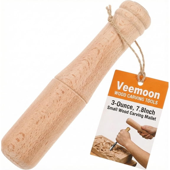 Wood Carving Mallet with Ergonomic Handle 3-OZ Beech Wood Hammer for Chisels Gouges DIY Projects