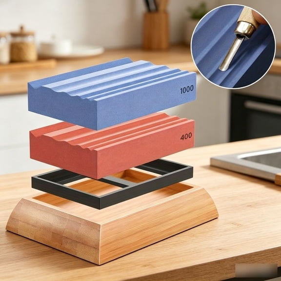 Wood Carving Sharpening Stones, 400&1000 Grit Dual Whetstones Waterstone Sharpening System with Non-Slip Bamboo Base, Woodworking Gouge Sharpener for Wood Carvers DIY Enthusiasts