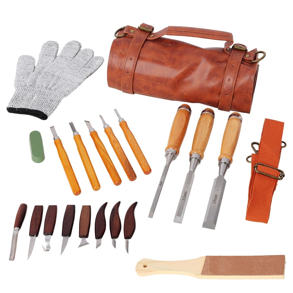 Wood Carving Tools Set, 20-Piece with Whittling Knives, Detail Chisels ...