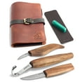 thumbnail image 1 of Wood Carving Tools Set for Spoon Carving Kit 3 Knives in Tools Roll Leather Strop and Polishing Compound Spoon Carving Tools Hook Sloyd Detail Knife Deluxe Spoon Carving Kit S13X, 1 of 9