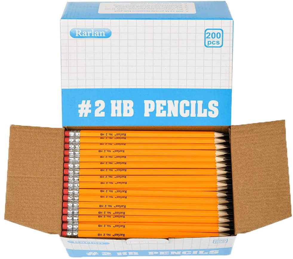 Wood-Cased #2 HB Pencils, Pre-sharpened, 200 Count Bulk Pack