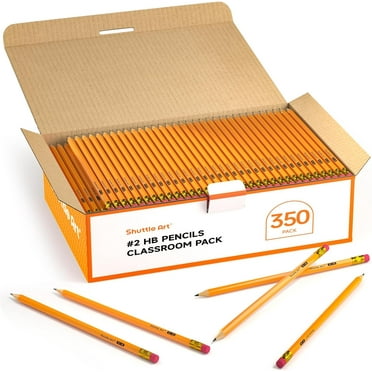 Wood-Cased #2 HB Pencils, Shuttle Art 350 Pack Sharpened Yellow Pencils with Erasers, Bulk Pack Graphite Pencils for School and Teacher Supplies, Writhing, Drawing and Sketching