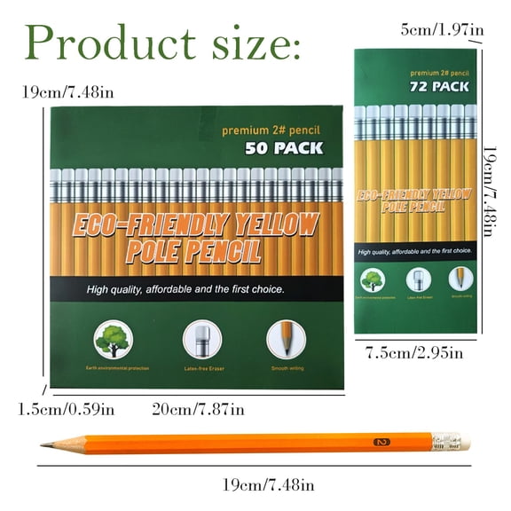 Wood Cased Pencils Pre Sharpened with Erasers for Sketching Writing