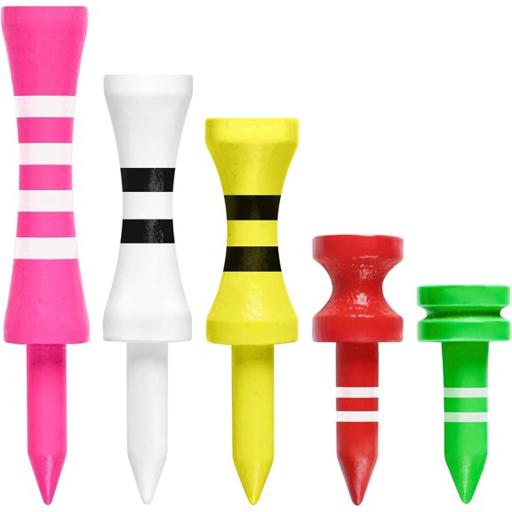 Wood Castle Golf Tees Mixed Heights Colorful 50/100 Pack, Step Down Training Tees 1" 1 1/4" 1 3/4" 2" 2 3/8" for Consistent Height, High Visible for Men Women (Mixed Color(50 Pack))